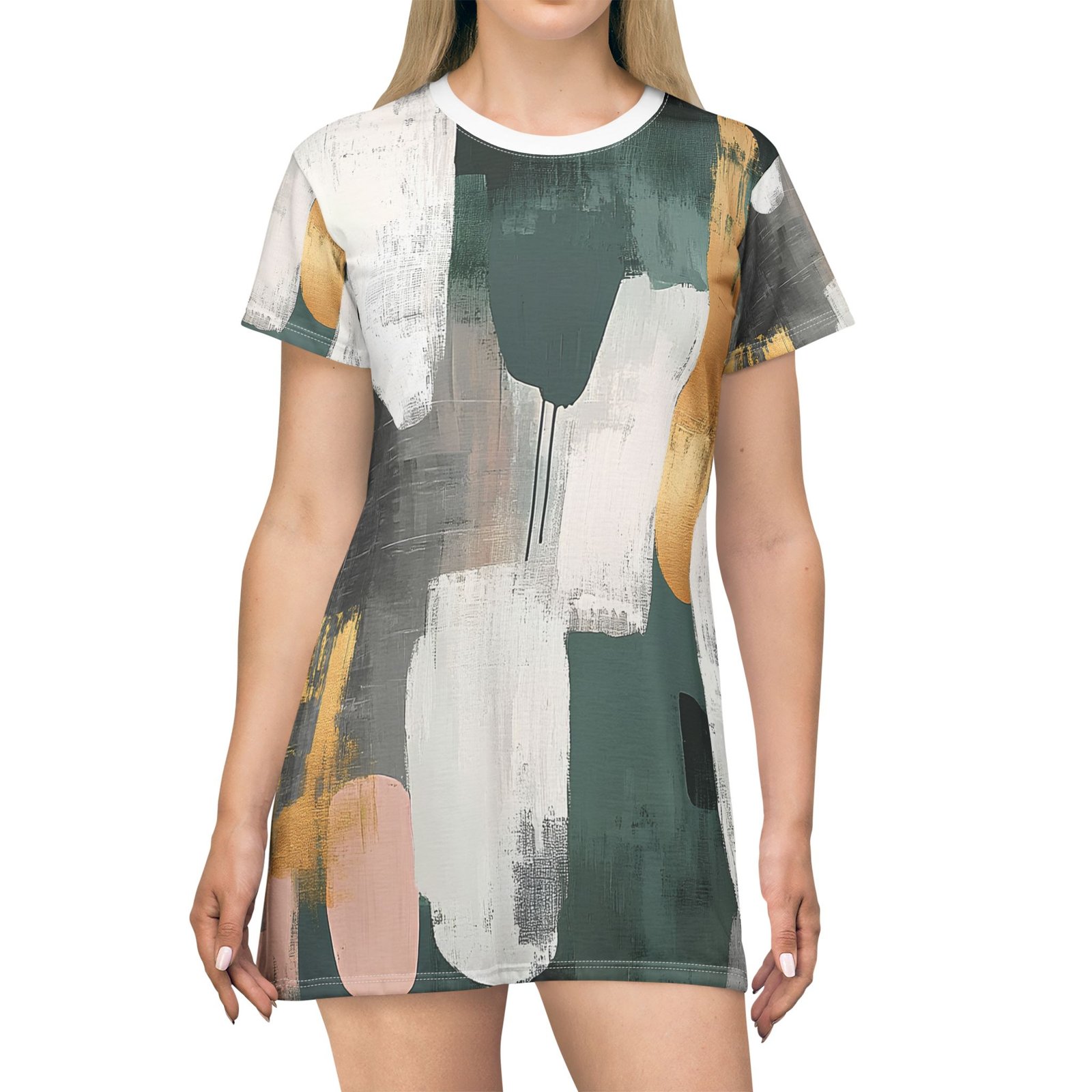 Painted Vibes T-Shirt Dress | Casual Chic Dress, Beach Cover-Up, Everyday Wear, Art-Inspired Fashion, Gift for Her - Image 3