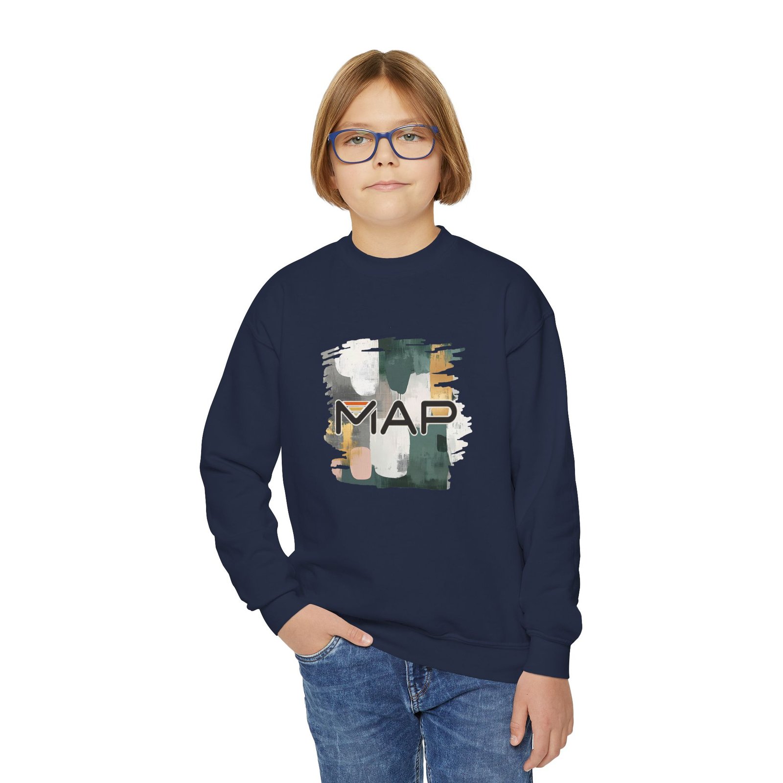 Stylish Youth Crewneck Sweatshirt with Abstract Map Design, Cozy Pullover for Teens and Kids, Perfect Gift for Holidays and Everyday Wear - Image 27