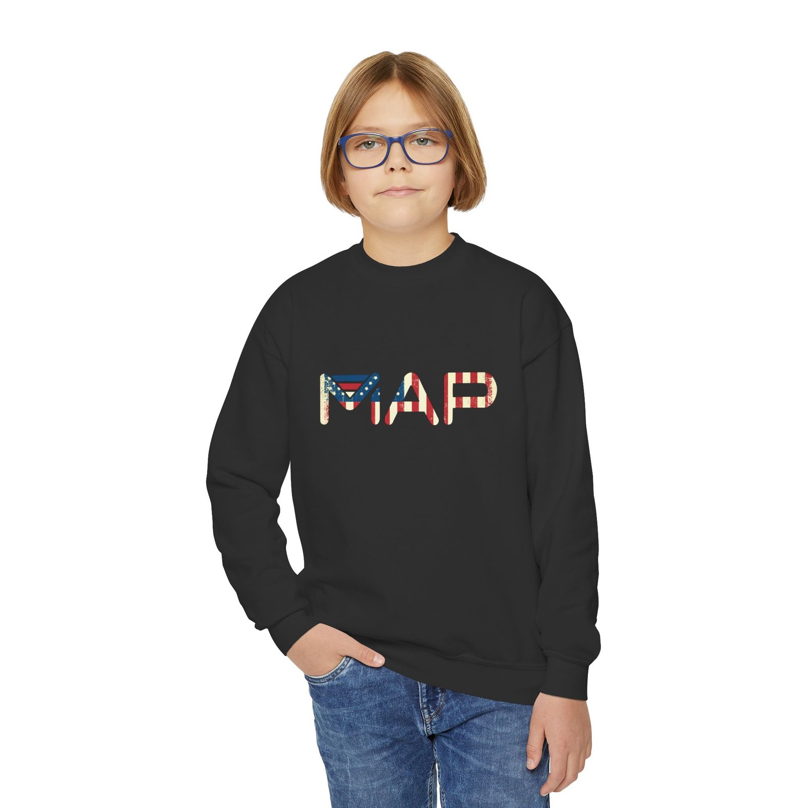 Patriotic Youth Crewneck Sweatshirt, Comfortable Sweatshirt for Kids, Summer BBQ, Memorial Day, Fourth of July, Gift for Teens - Image 7