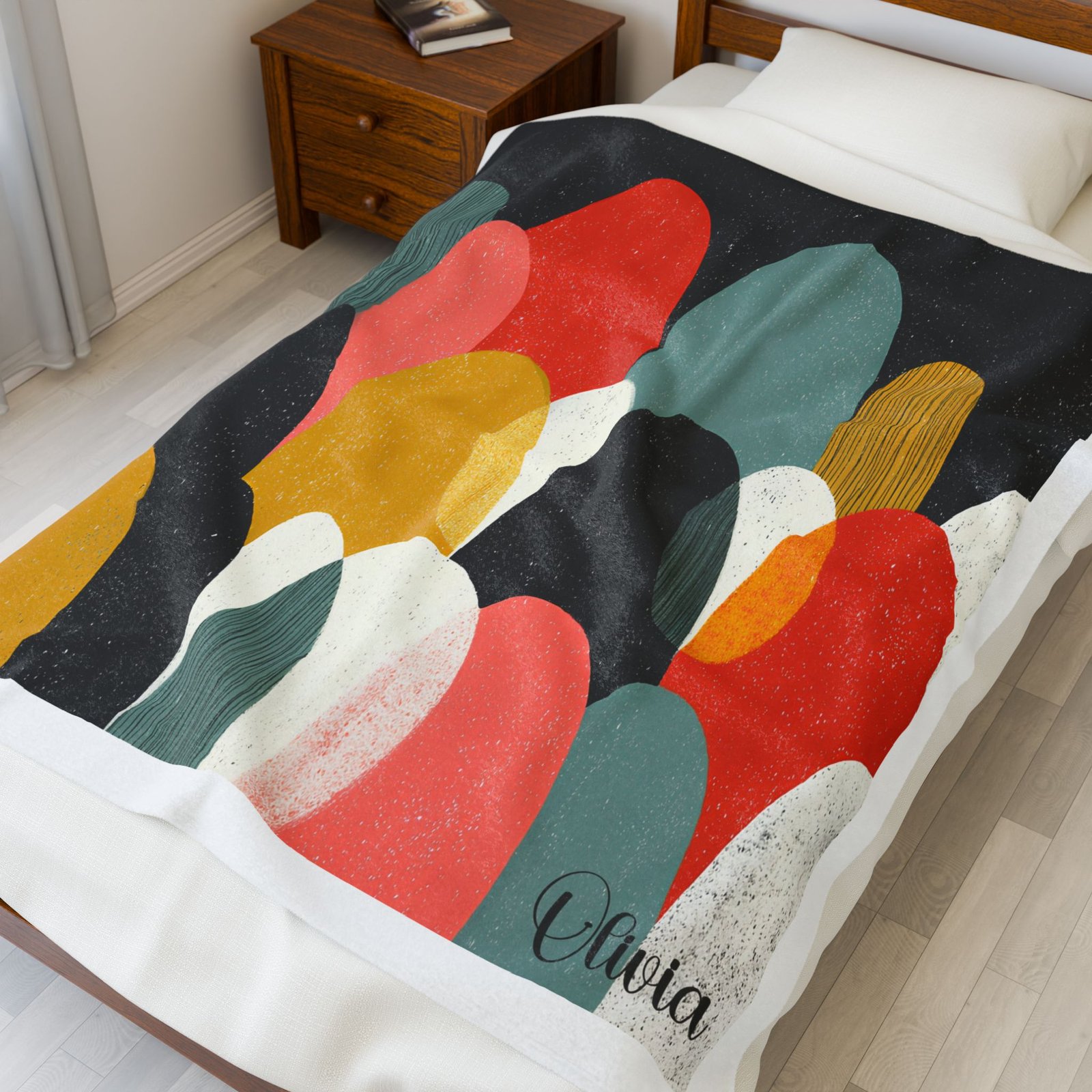 Cozy Velveteen Plush Blanket - Modern Colorful Design, Soft Throw for Living Room, Gift for Home, Birthday, Holiday Decor, Personalization - Image 3