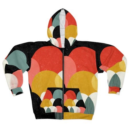 Colorful Abstract Unisex Zip Hoodie, Cozy Layer, Fashion Statement, Art-Inspired Gift, Casual Comfort, Fall/Winter Clothing