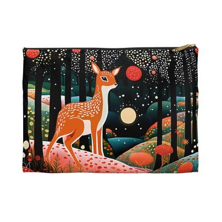 Whimsical Deer Accessory Pouch, Forest Makeup Bag, Nature-Themed Storage, Cute Gift for Nature Lovers, Travel Organizer