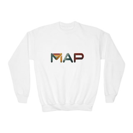 Youth MAP Crewneck Sweatshirt - Cozy Pullover for Kids, Perfect for School, Birthdays, Family Fun, Holidays