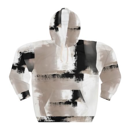 Chic Abstract Pullover Hoodie, Modern Casual Wear, Cozy Street Style, Trendy Layering Piece, Unique Gift for Art Lovers, Unisex Apparel
