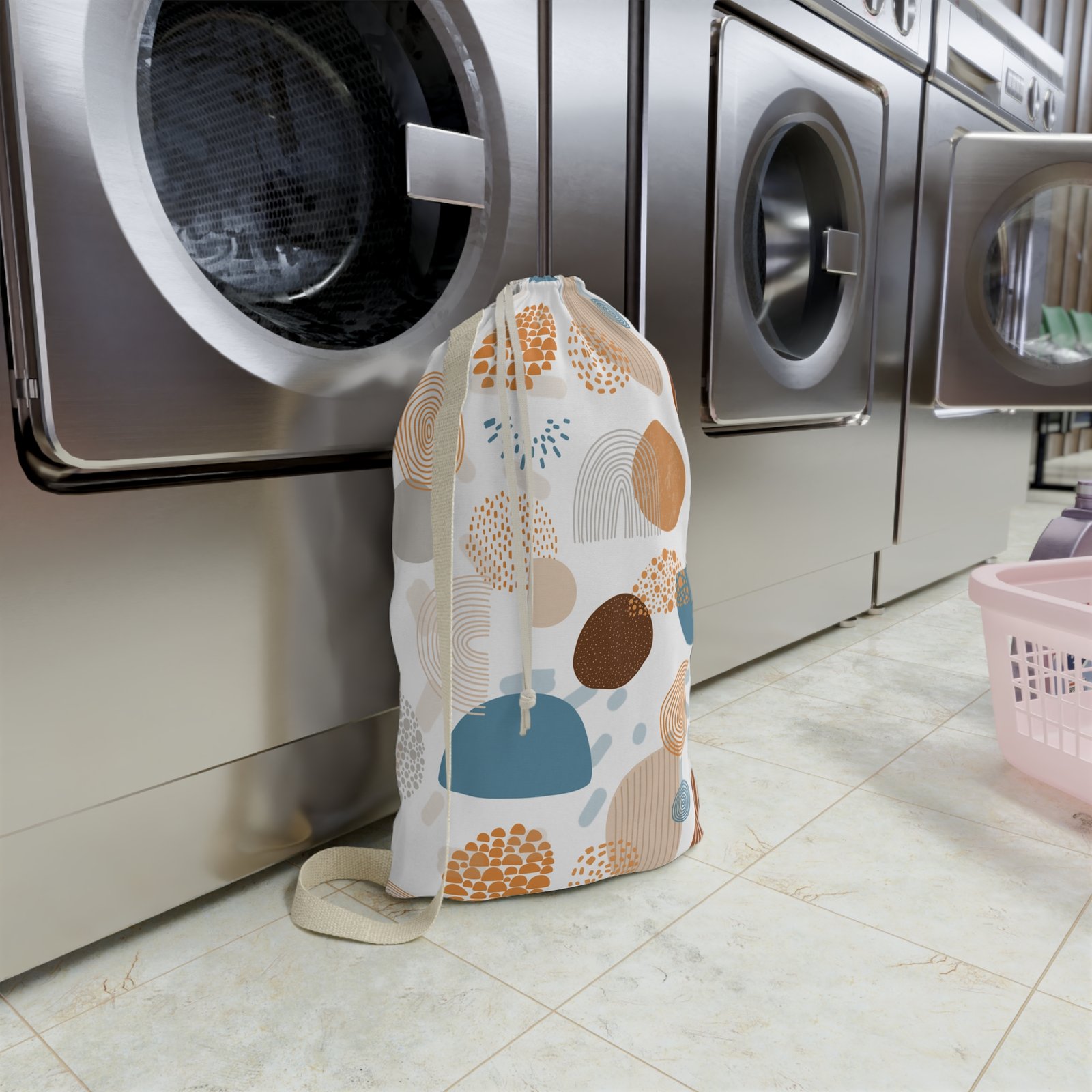 Stylish Laundry Bag with Abstract Design, Modern Laundry Basket, Home Storage Solution, Unique Gift for College Students, Travel Organizer - Image 4