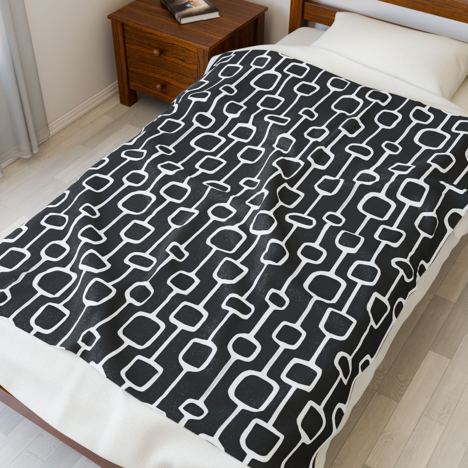 Cozy Geometric Velveteen Plush Blanket for Home Decor, Gift for Her, Soft Throw Blanket, Living Room Accents, Modern Sofa Cover - Image 3
