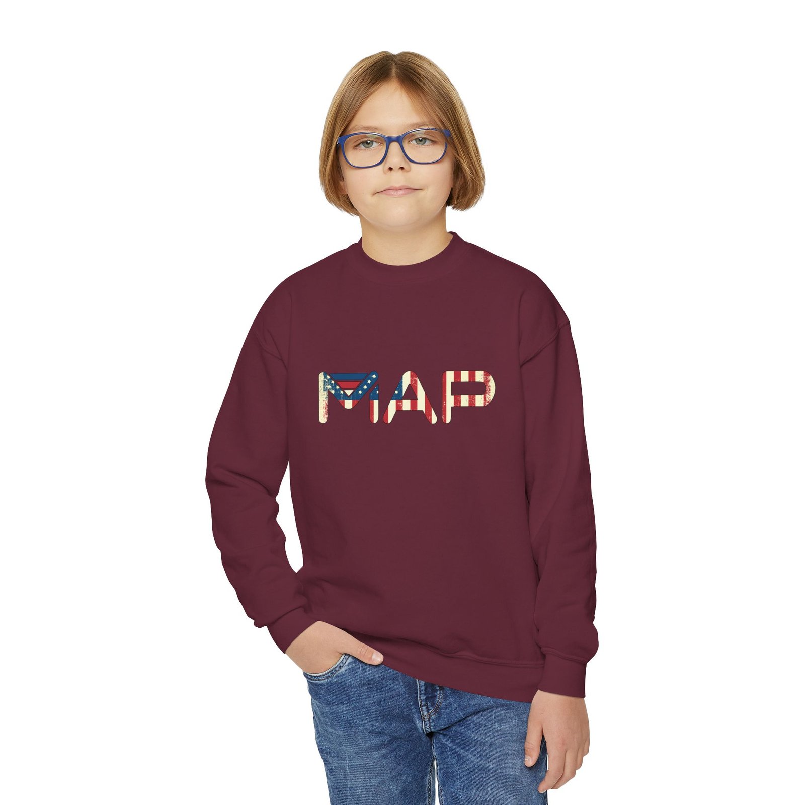 Patriotic Youth Crewneck Sweatshirt, Comfortable Sweatshirt for Kids, Summer BBQ, Memorial Day, Fourth of July, Gift for Teens - Image 15