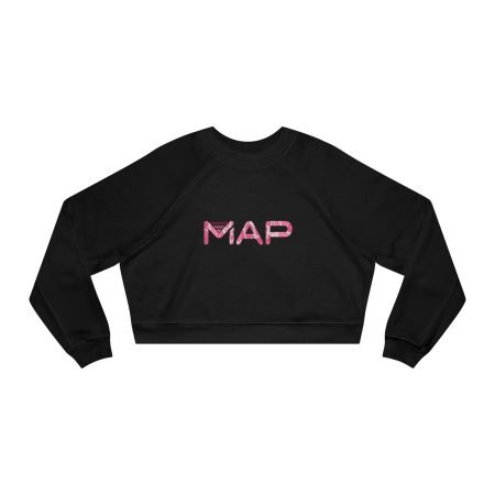 Stylish Women's Cropped Pullover Map Print, Trendy Fleece Sweatshirt, Cozy Casual Chic, Gift for Her, Fashionable Layering Piece