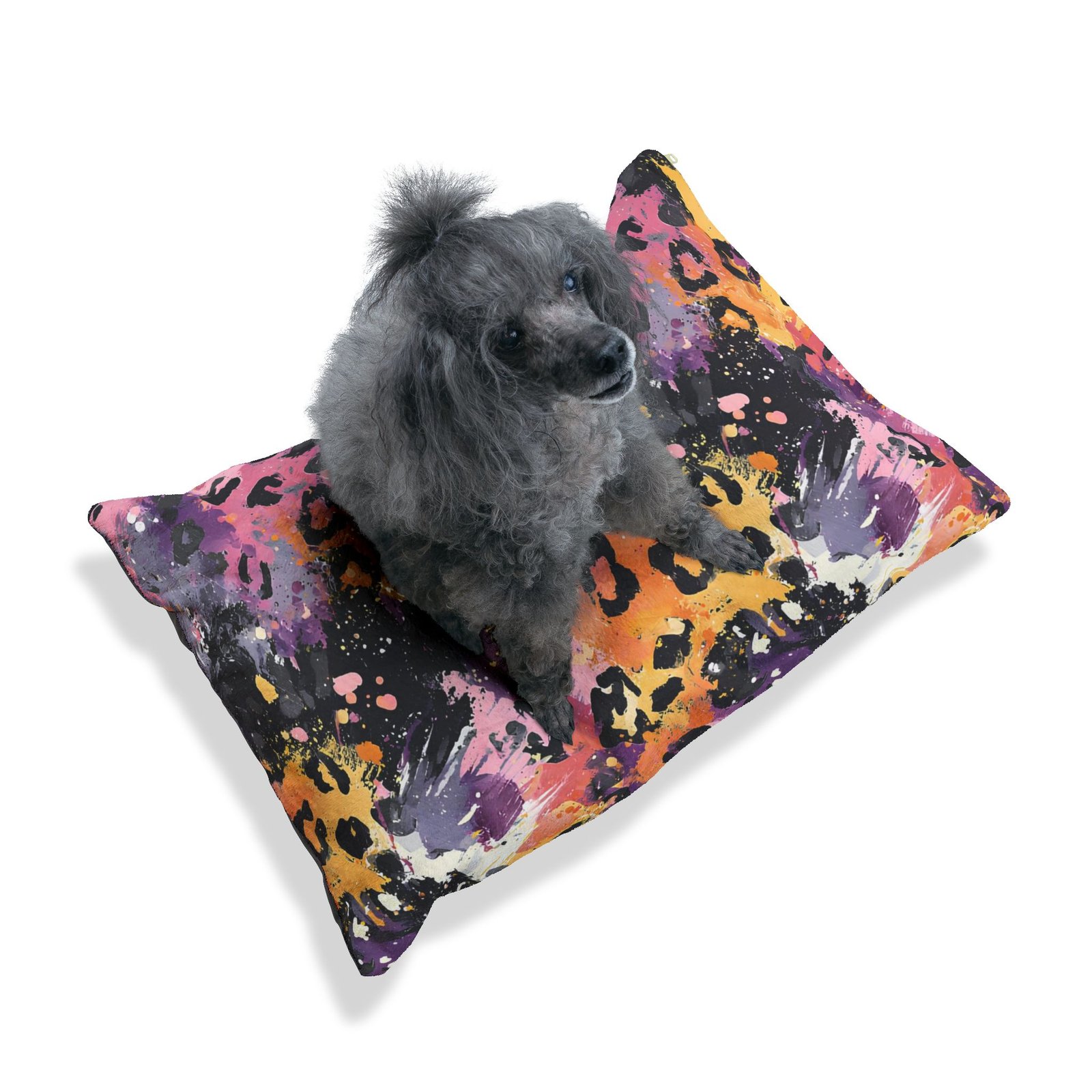 Colorful Leopard Print Pet Bed, Cozy Dog Bed, Stylish Cat Bed, Vibrant Animal Bedding, Unique Pet Decor - Image 6
