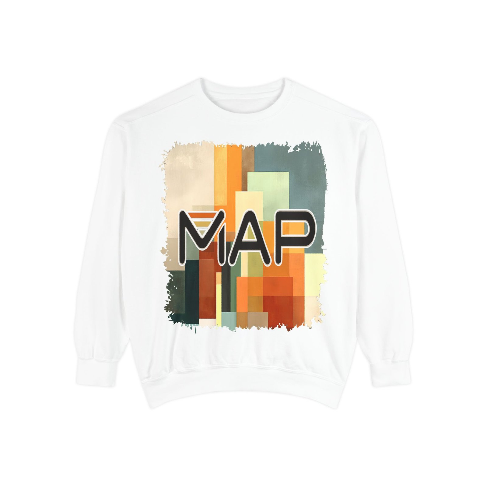 Map Design Unisex Garment-Dyed Sweatshirt | Cozy Fall Layer | Gifts for Travelers, Casual Wear, Unique Sweatshirt, Art Sweatshirt