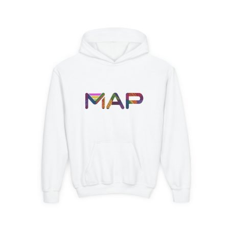 Colorful Youth Hoodie with MAP Design, Cozy Sweatshirt for Teens, Perfect Gift for Birthdays, Back to School, and Holidays