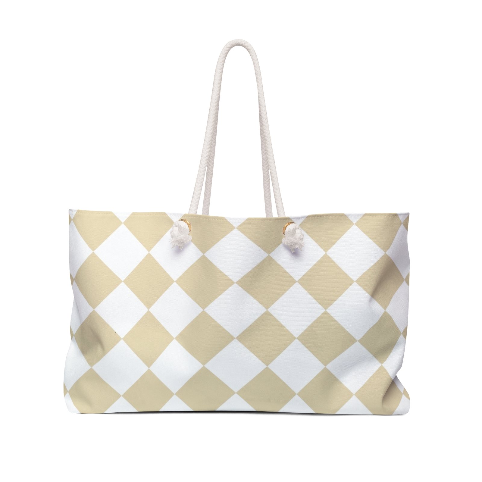 Chic Weekender Bag, Stylish Tote for Travel, Beach & Gym, Perfect for Gifts, Gold and White Design