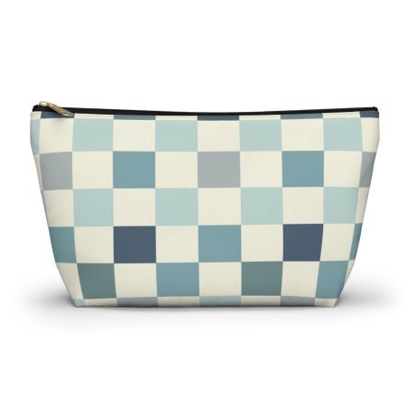 Chic Checkered Accessory Pouch, Travel Makeup Bag, Organizer, Gift for Her, Modern Style, Everyday Use
