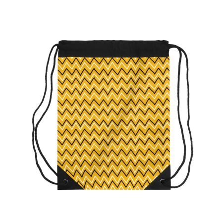 Stylish Chevron Drawstring Bag, Trendy Gym Backpack, Casual Tote for School, Yellow Zigzag Pattern Bag, Perfect for Outdoor Activities