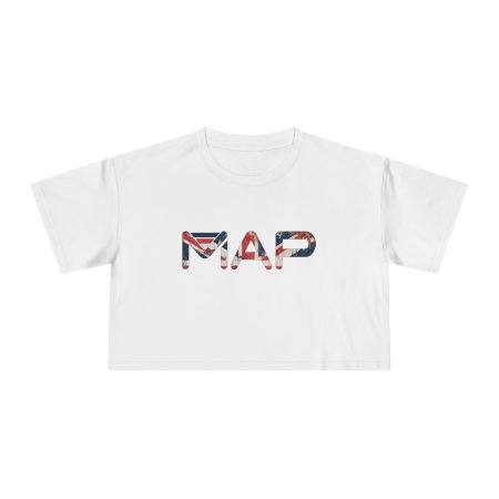 Women's Crop Tee with MAP Design, Stylish Graphic Apparel, Comfortable Summer Top, Trendy Casual Wear, Perfect for Festivals, Music Events