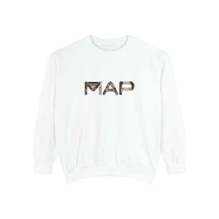 Unisex Garment-Dyed Sweatshirt with Sparkly 'MAP' Design - Cozy Fashion, Gift for Adventurers, Travel Enthusiasts, Casual Wear, [...]