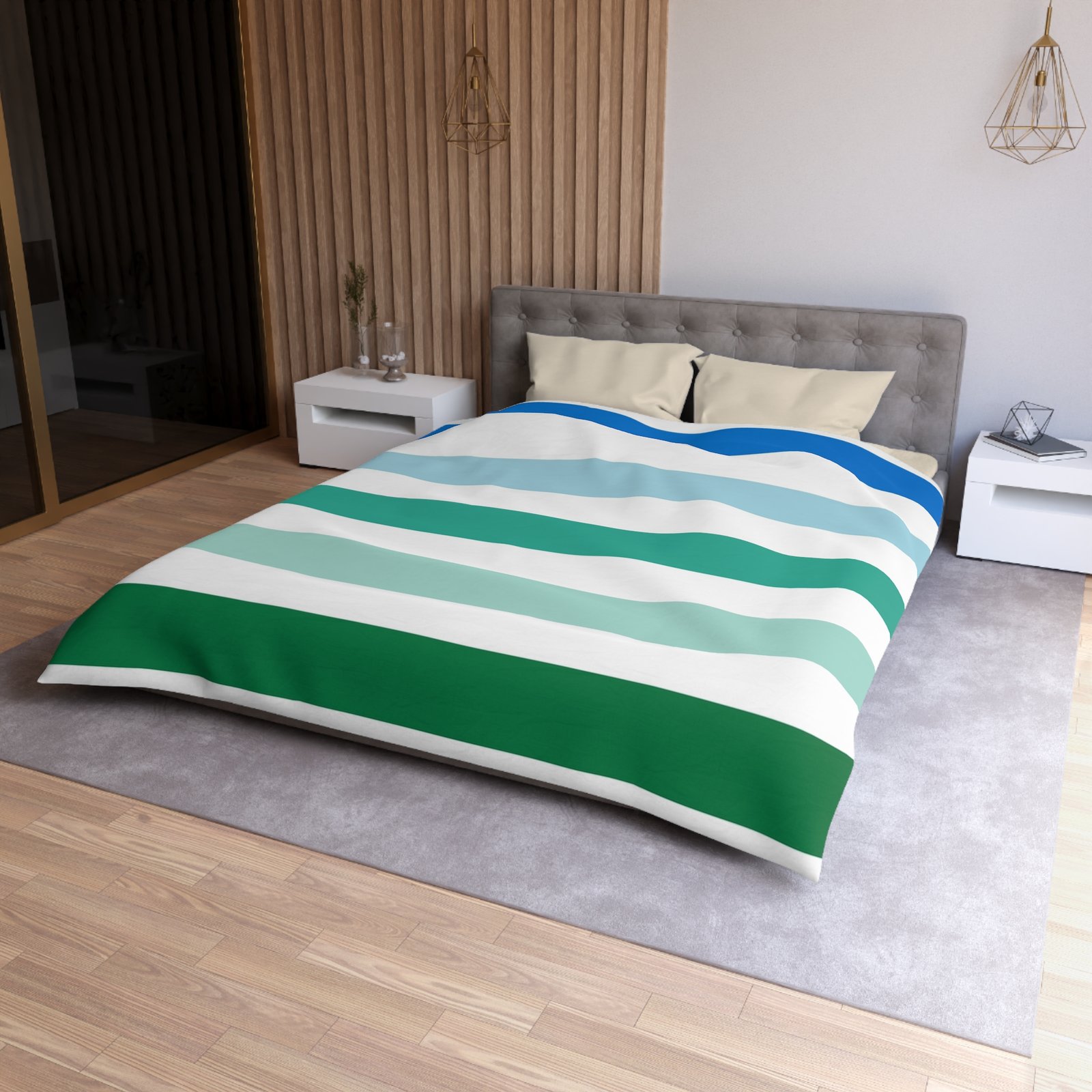 Coastal Striped Microfiber Duvet Cover | Soft Bedding for Beach Lovers | Summer Home Decor | Gift for Coastal Home | Bed Linens - Image 6