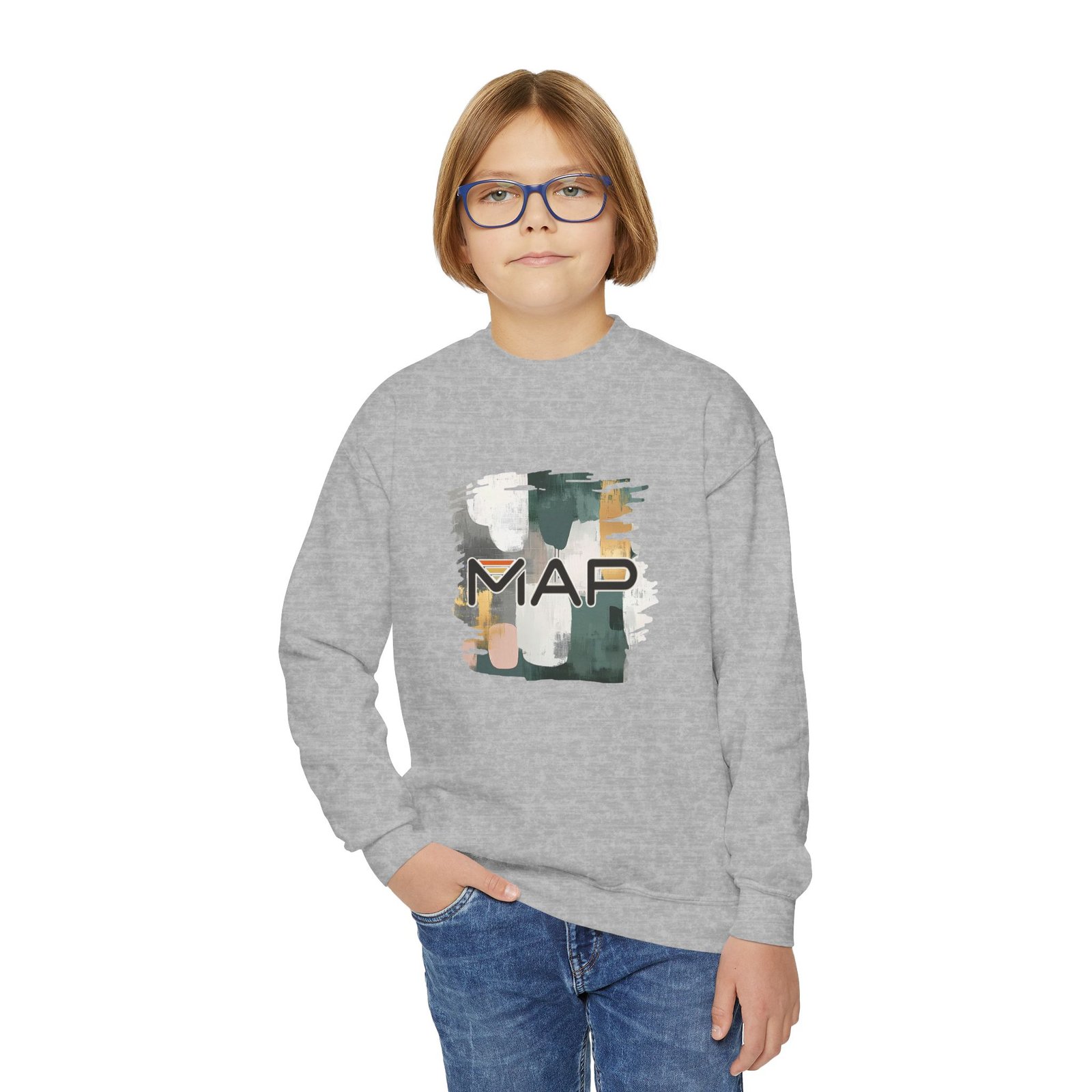 Stylish Youth Crewneck Sweatshirt with Abstract Map Design, Cozy Pullover for Teens and Kids, Perfect Gift for Holidays and Everyday Wear - Image 11
