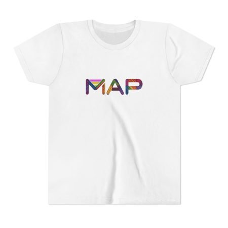 Youth Short Sleeve Tee with Colorful 'MAP' Design, Kids Fashion, Summer Wear, Birthday Gift, Pride Apparel