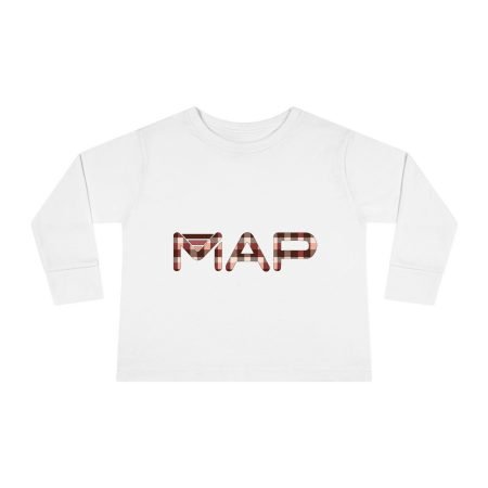 Toddler Long Sleeve Tee with MAP Design, Cute Kids Shirt, Playful Toddler Apparel, Gift for Baby Showers, Everyday Wear