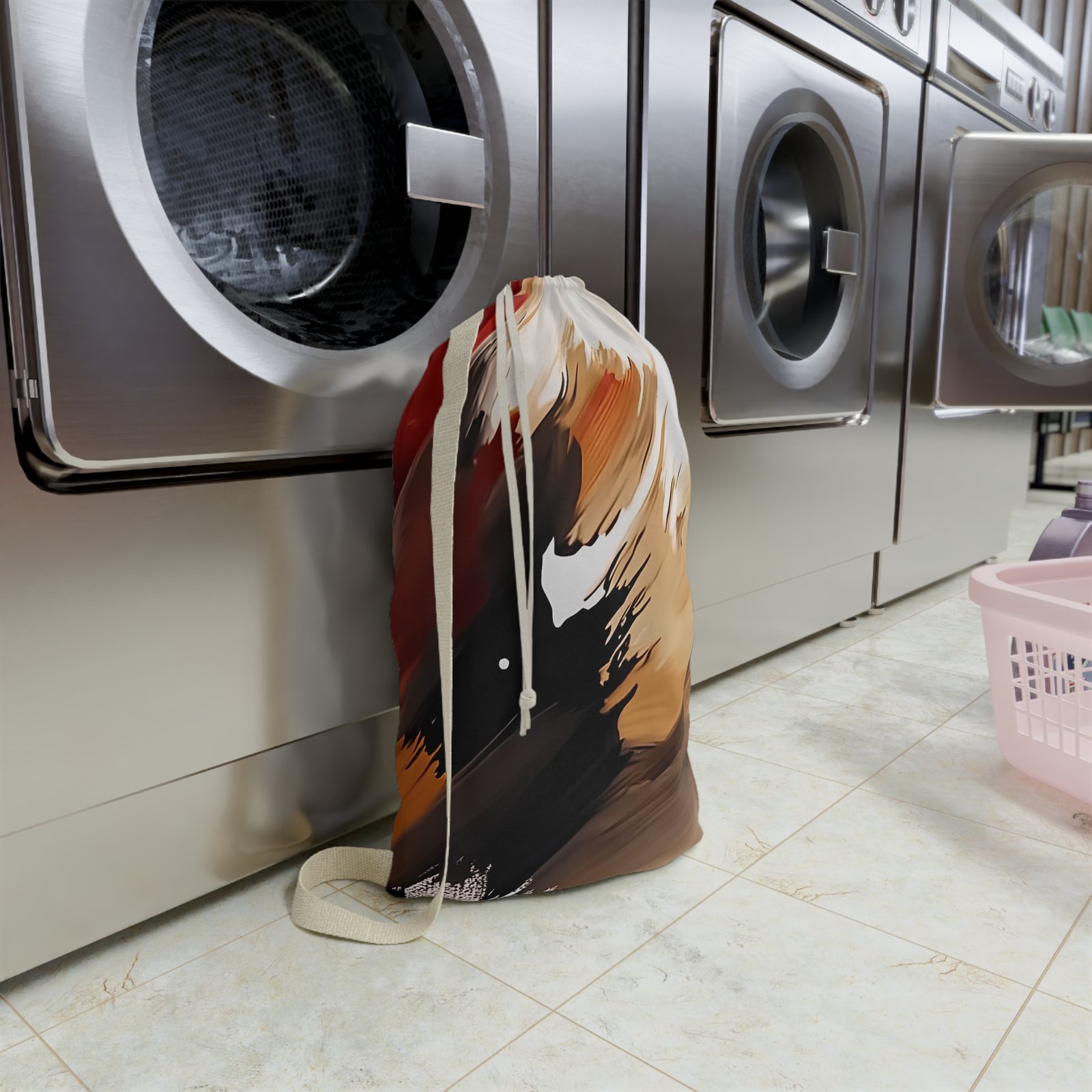 Chic Abstract Laundry Bag, Stylish Hamper, Modern Laundry Storage, Unique Gift for Students, Boho Home Decor, Laundry Day Essential - Image 4