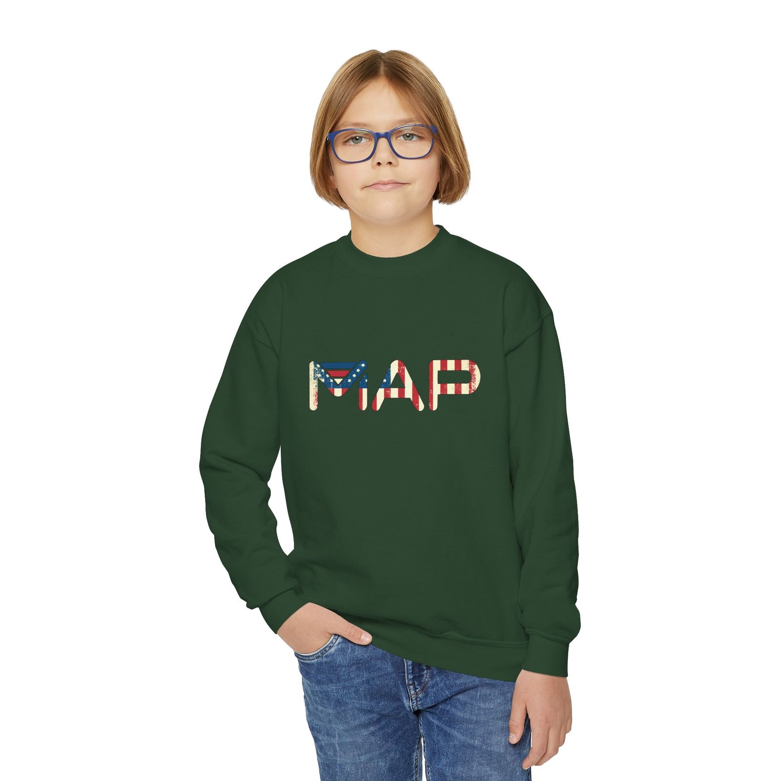 Patriotic Youth Crewneck Sweatshirt, Comfortable Sweatshirt for Kids, Summer BBQ, Memorial Day, Fourth of July, Gift for Teens - Image 19
