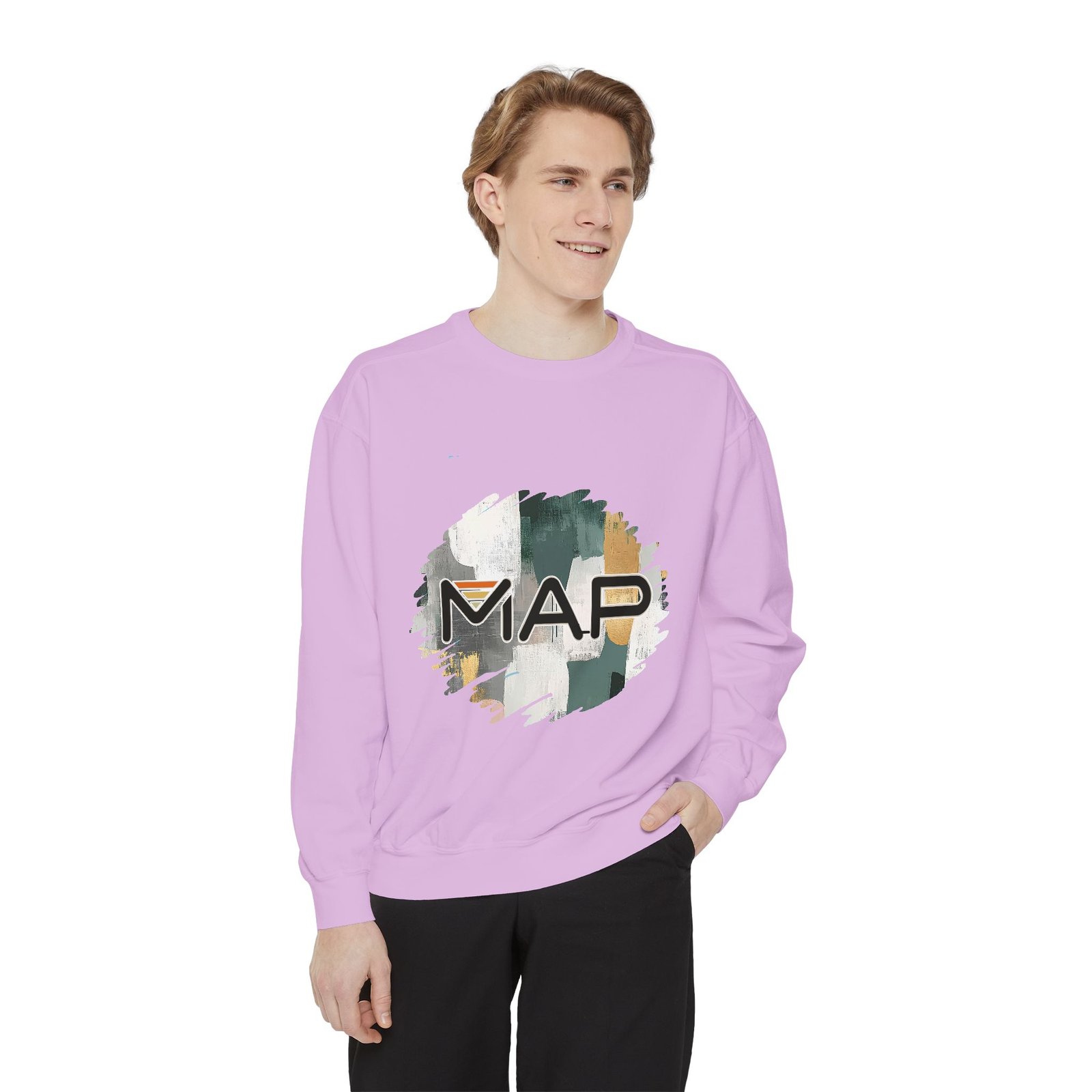 Map-Inspired Unisex Garment-Dyed Sweatshirt, Cozy Crew Neck, Soft Fashion Layer, Everyday Wear, Gift for Travel Lovers - Image 47