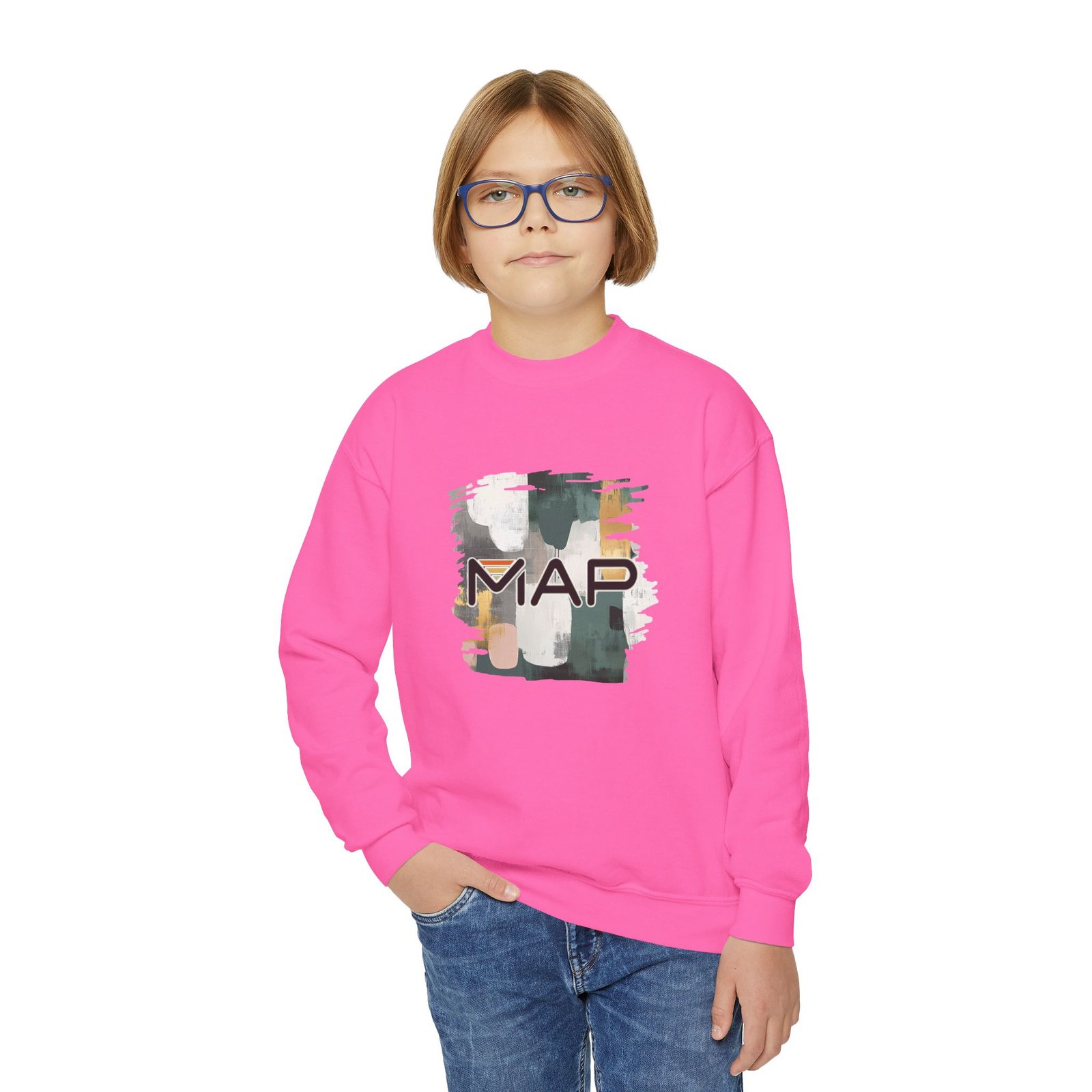 Stylish Youth Crewneck Sweatshirt with Abstract Map Design, Cozy Pullover for Teens and Kids, Perfect Gift for Holidays and Everyday Wear - Image 31