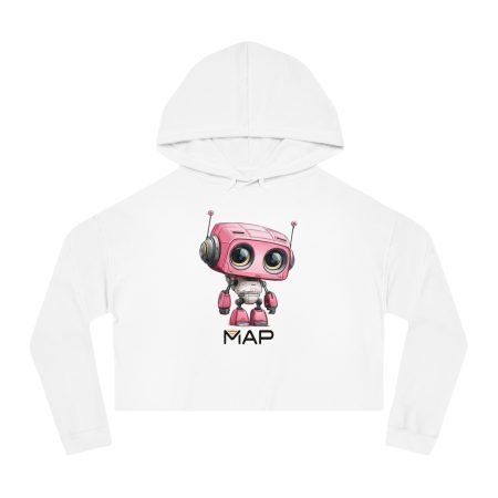 Cute Robot Cropped Sweatshirt | Women’s Hooded Top, Casual Wear, Unique Gift, Geeky Sweatshirts, Fun Apparel