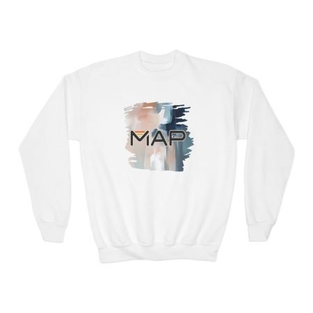 Youth Crewneck Sweatshirt with 'MAP' Design - Cozy Pullover for Kids, Perfect for School, Birthdays, Casual Wear, Gift