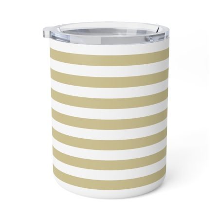 Stylish Insulated Coffee Mug, 10oz | Perfect Gift for Coffee Lovers, Travel Mug, Gold Stripe Design, Modern Kitchen Decor, Birthday Present