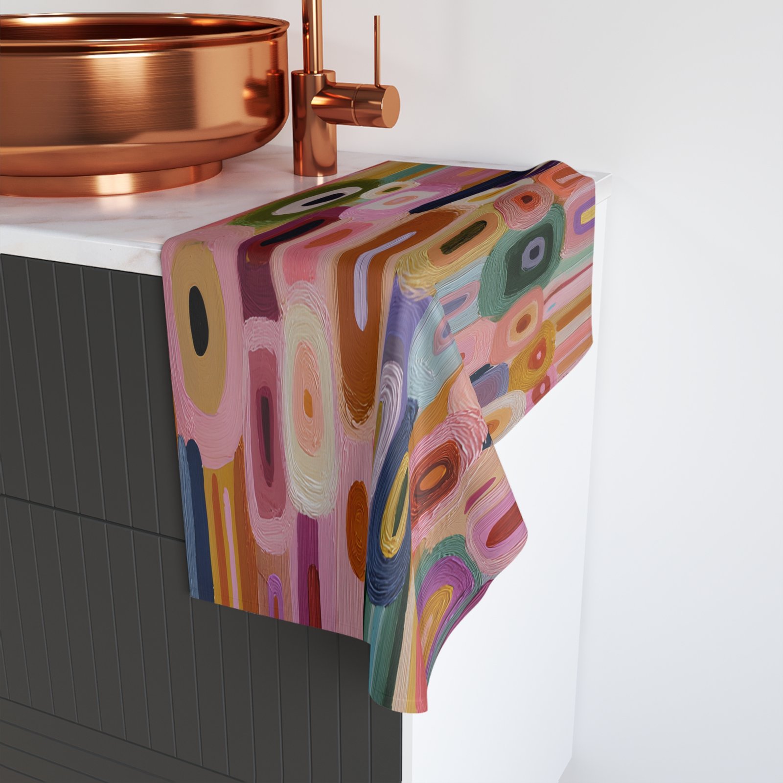 Colorful Abstract Hand Towel, Vibrant Kitchen Decor, Modern Home Accent, Gift for Her, Boho Bathroom Accessory - Image 4