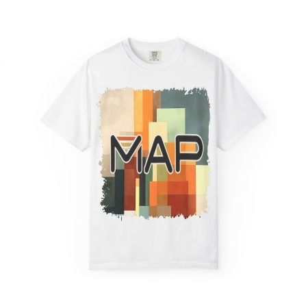 Abstract Map Unisex Garment-Dyed T-shirt, Cool Graphic Tee, Casual Wear, Gift for Travelers, Trendy Summer Style