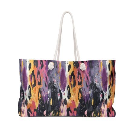 Colorful Leopard Print Weekender Bag for Travel, Beach, Gym, Weekend Getaway, Stylish Tote, Gift