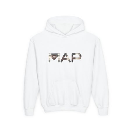 Youth Hooded Sweatshirt with MAP Design - Cozy Gift for Teens, Casual Wear, School Spirit, Outdoor Fun, Personalized Style
