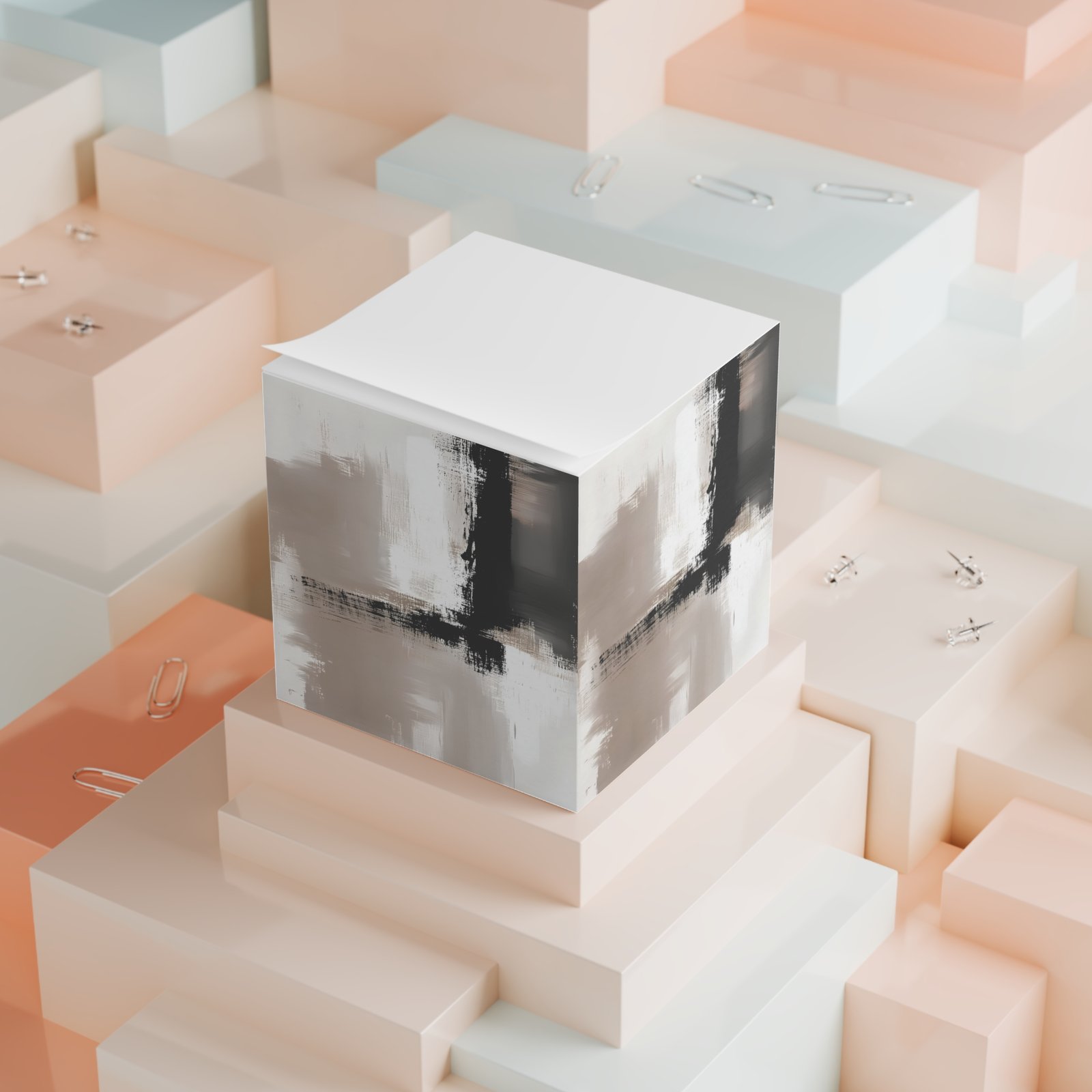 Elegant Abstract Note Cube, Modern Desk Accessory, Office Decor, Gift for Writers, Minimalist Home Office, Stylish Stationery - Image 4