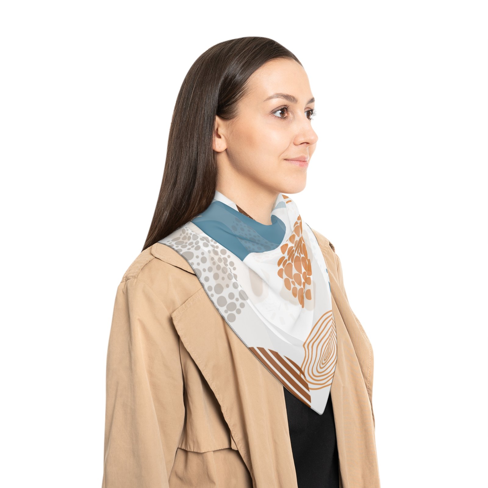 Stylish Poly Scarf, Abstract Design Scarf, Chic Fashion Scarf, Trendy Accessory, Gift for Her, Versatile Everyday Scarf - Image 3