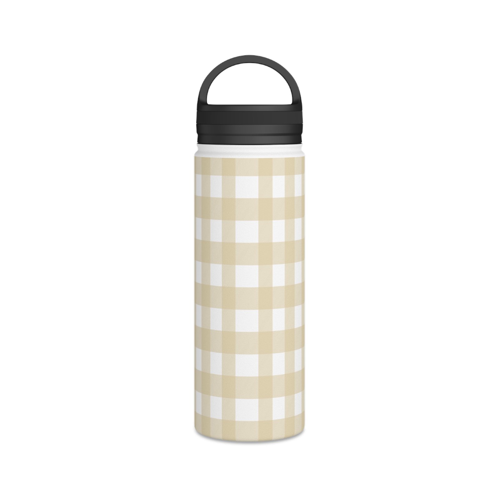 Beige Checkered Stainless Steel Water Bottle, Insulated Drink Container, Perfect for Hiking, Gym, Travel, Gifts for Her - Image 6