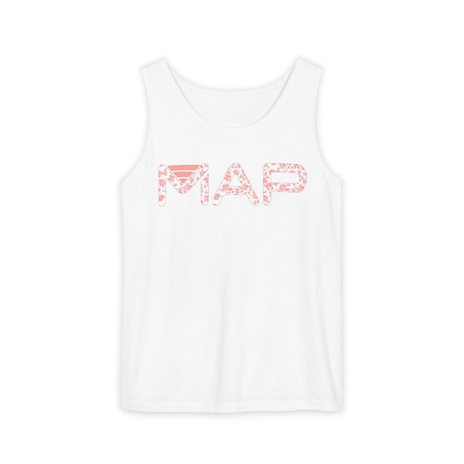 Garment-Dyed Tank Top with MAP Design, Comfortable Summer Tee, Casual Wear, Travel Shirt, Map Lover Gift