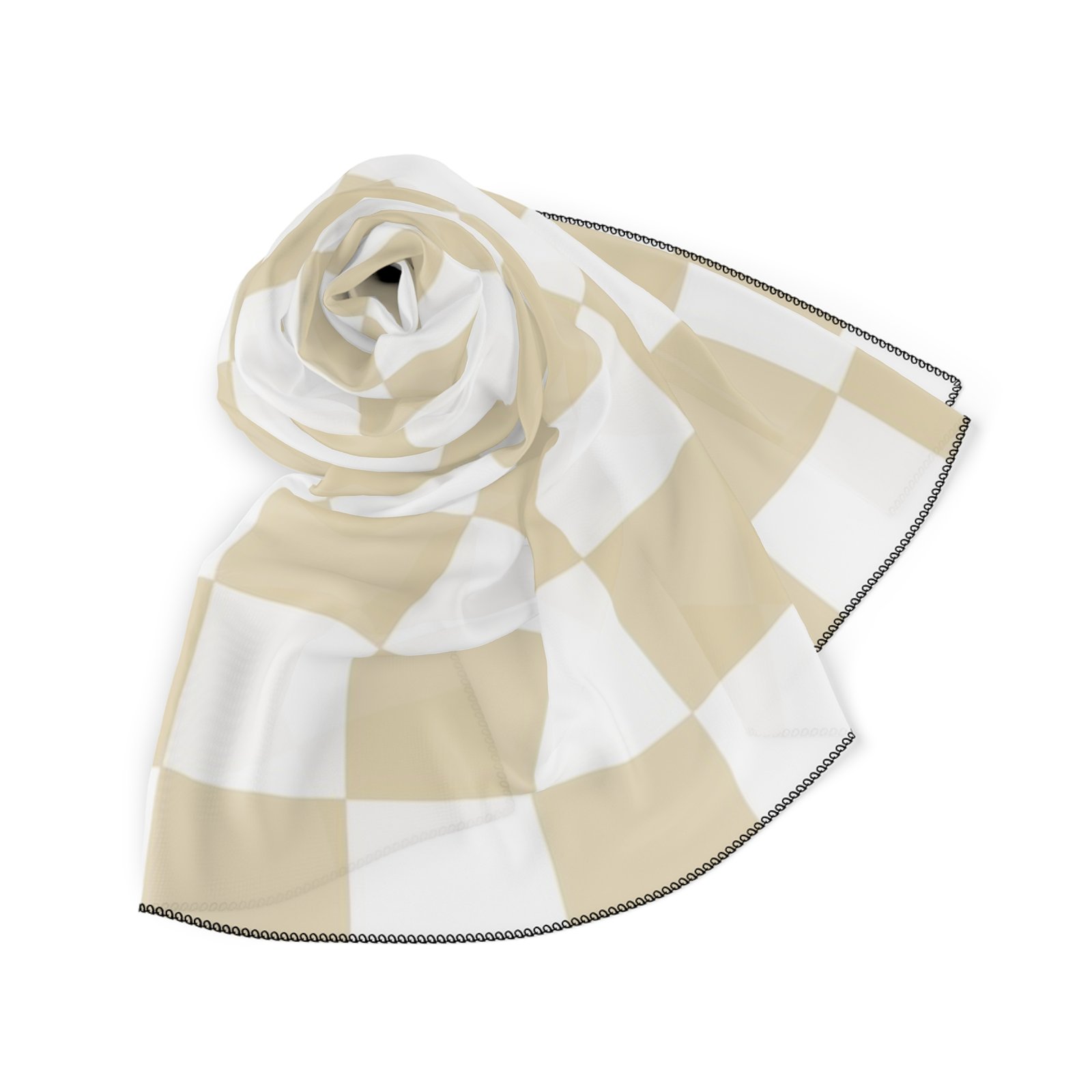 Chic Poly Scarf, Stylish Checkered Scarf for Women, Layering Accessory, Fashionable Gift for Her, Summer Scarf, Elegant Neck Wrap - Image 5