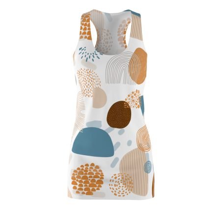 Chic Abstract Print Racerback Dress, Casual Summer Dress, Trendy Lounge Wear, Gift for Her, Vacation Outfits, Bohemian Style