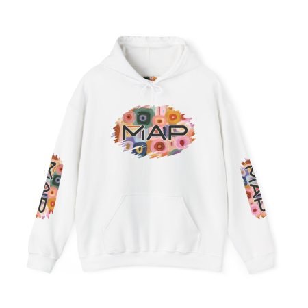 Colorful Floral MAP Hoodie - Cozy Unisex Heavy Blend Sweatshirt for Everyday Wear, Gifts, and Celebrations, Ideal for Seasonal Style