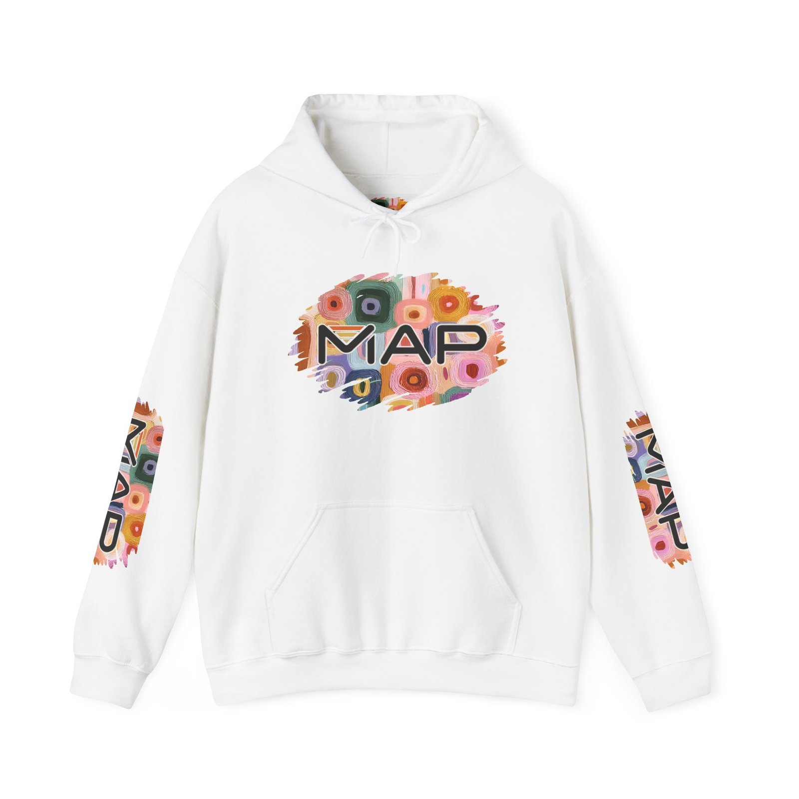 Colorful Floral MAP Hoodie - Cozy Unisex Heavy Blend Sweatshirt for Everyday Wear, Gifts, and Celebrations, Ideal for Seasonal Style