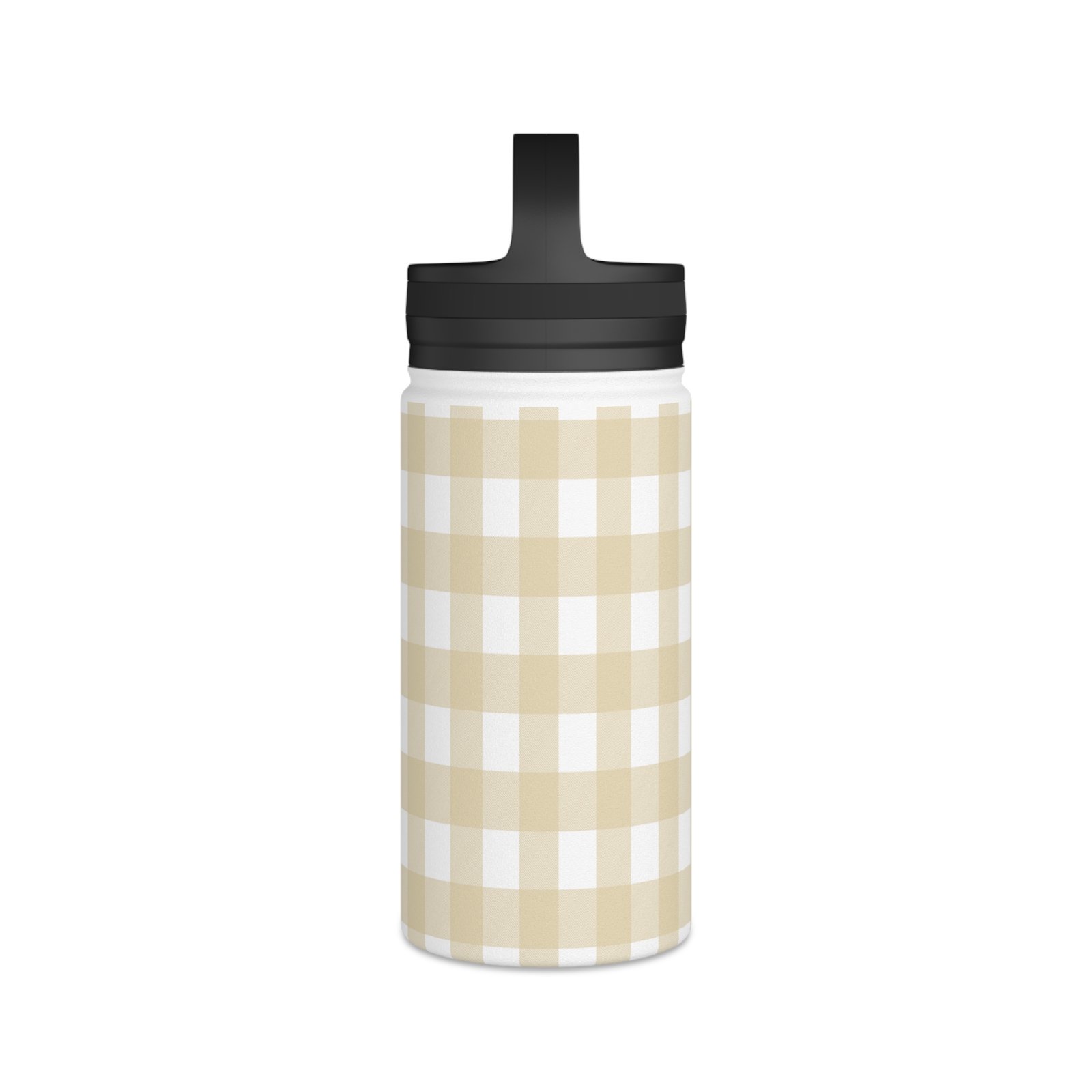Chic Checked Stainless Steel Water Bottle, Gingham Design, Reusable Hydration Container, Eco-Friendly Gift, Outdoor Adventure Gear - Image 4