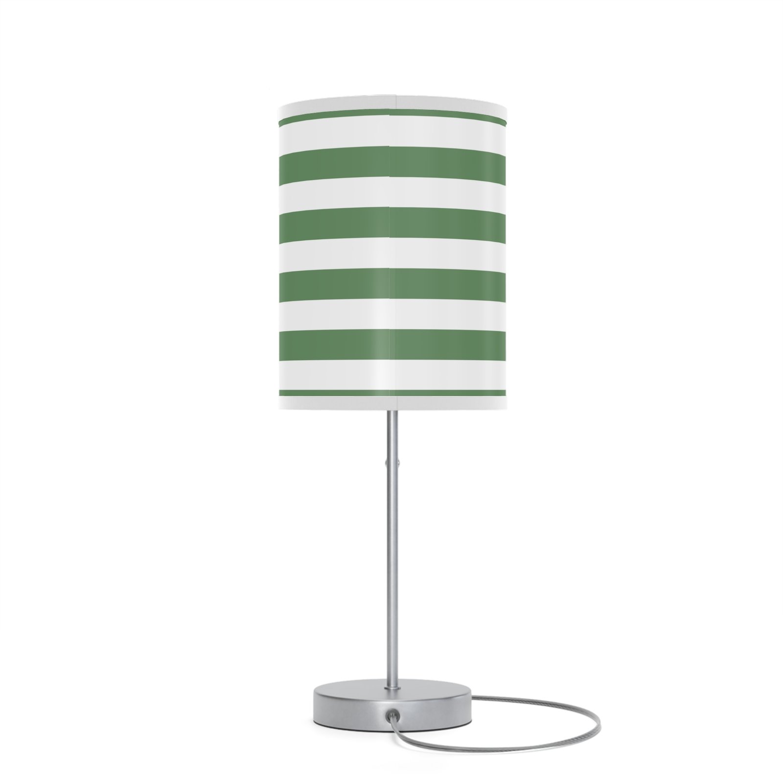 Chic Striped Table Lamp, Modern Decor, Home Lighting, Green and White Accent, Bedroom or Living Room Nightstand, Unique Gift Idea - Image 2