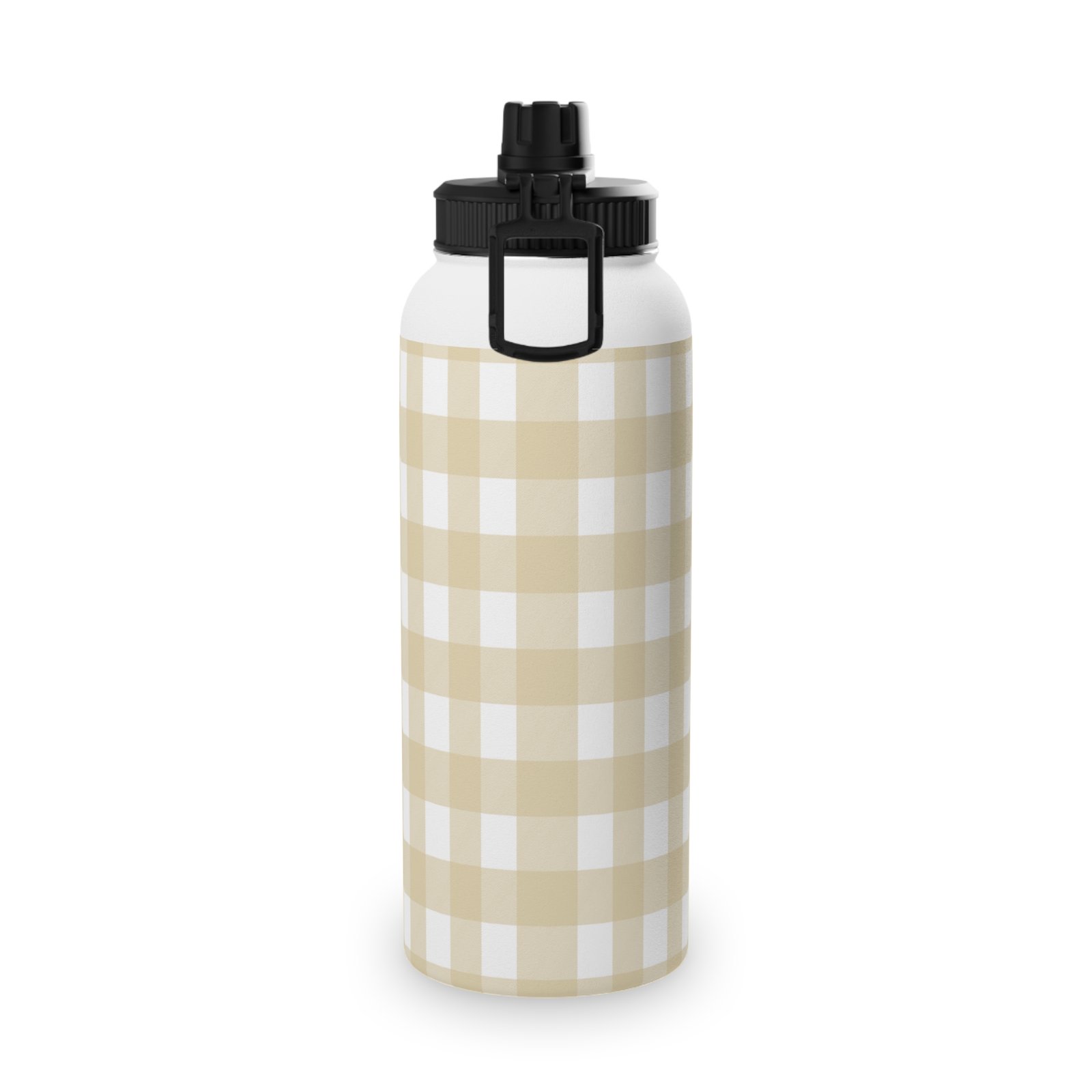 Beige Checkered Stainless Steel Water Bottle, Sports Water Bottle, Travel Flask, Outdoor Hydration, Perfect for Gym, Picnic, Gifts - Image 10