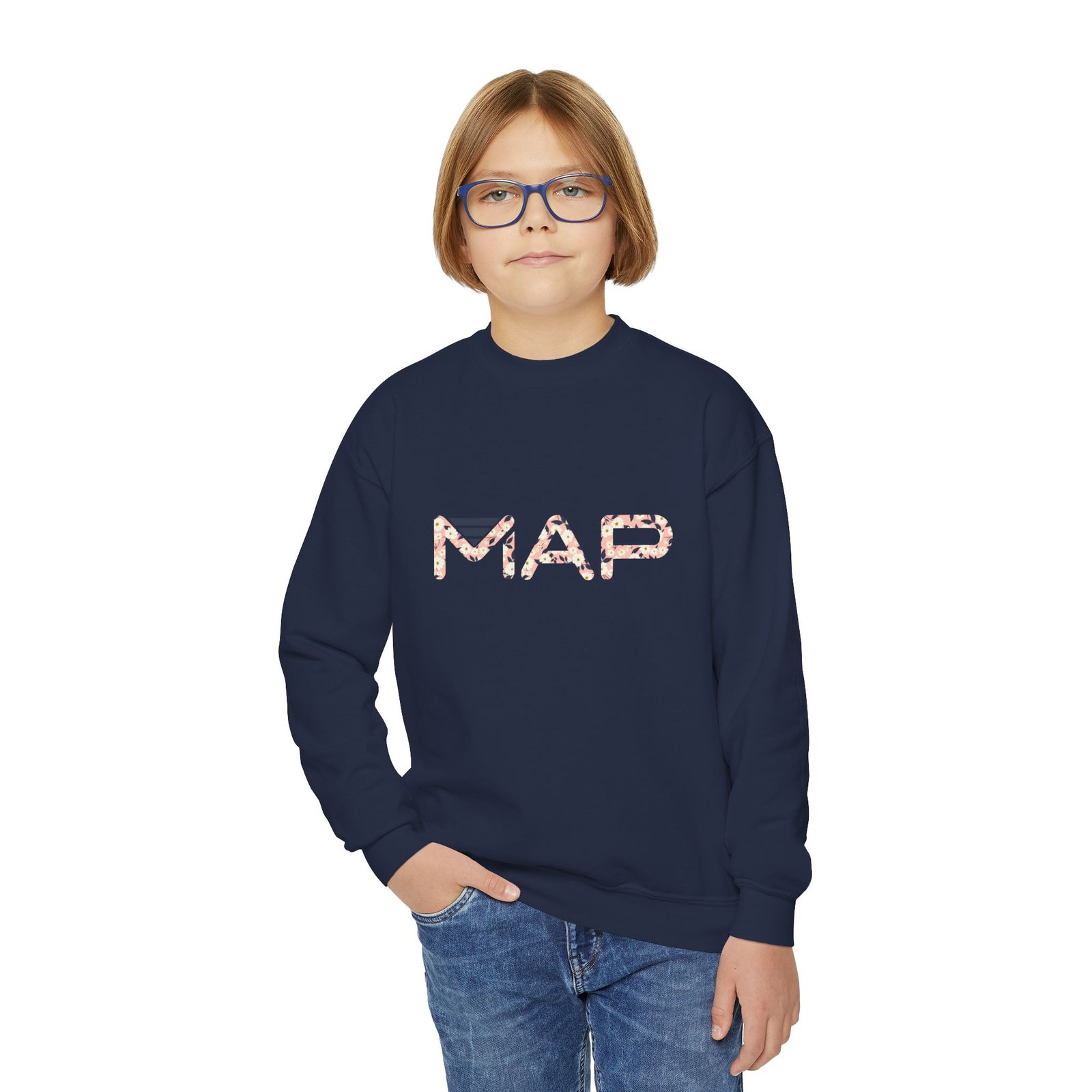 Youth Crewneck Sweatshirt with MAP Design - Cozy, Stylish Apparel for Teens and Kids, Gift Idea for Birthdays, Holidays, Back to School - Image 31
