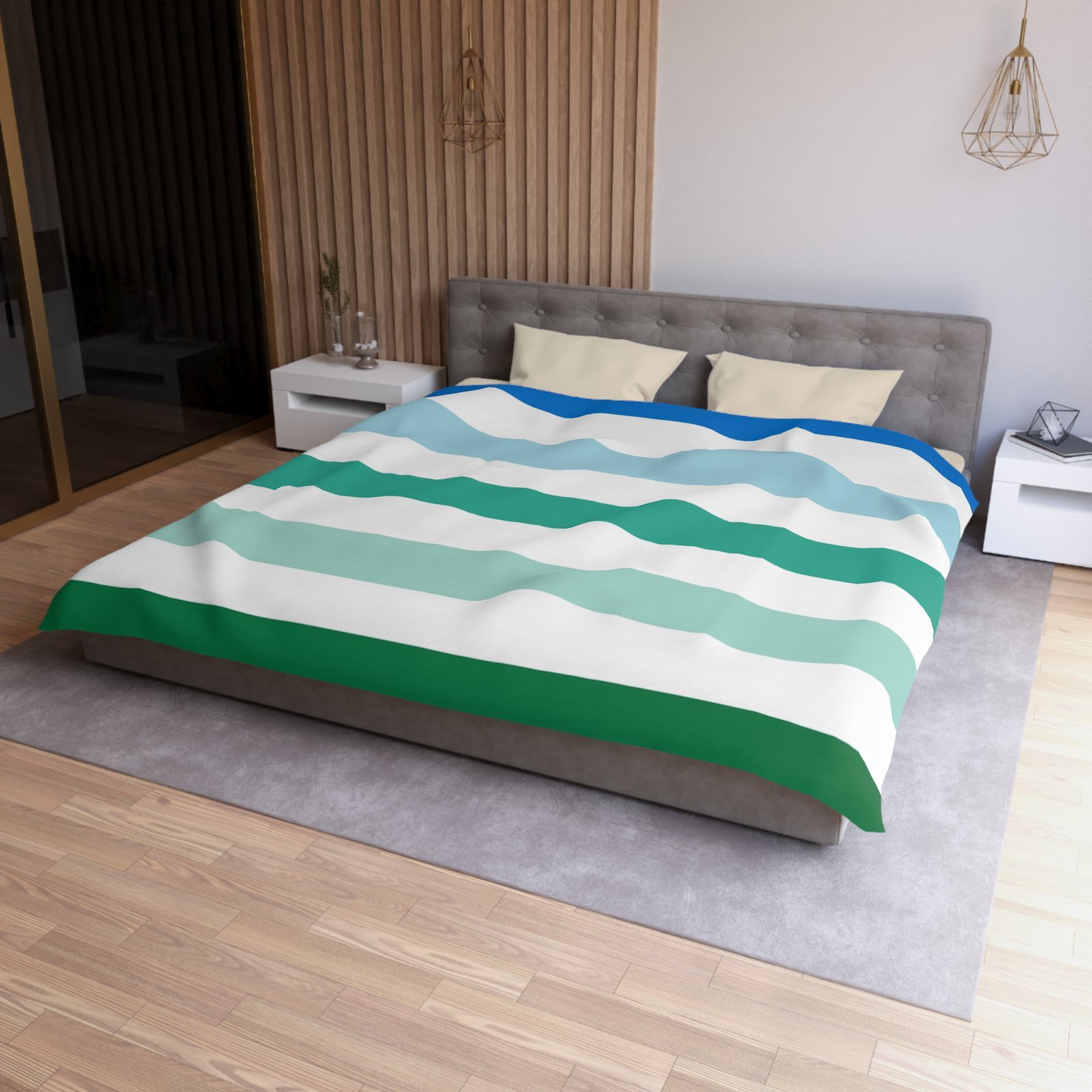 Coastal Striped Microfiber Duvet Cover | Soft Bedding for Beach Lovers | Summer Home Decor | Gift for Coastal Home | Bed Linens - Image 15