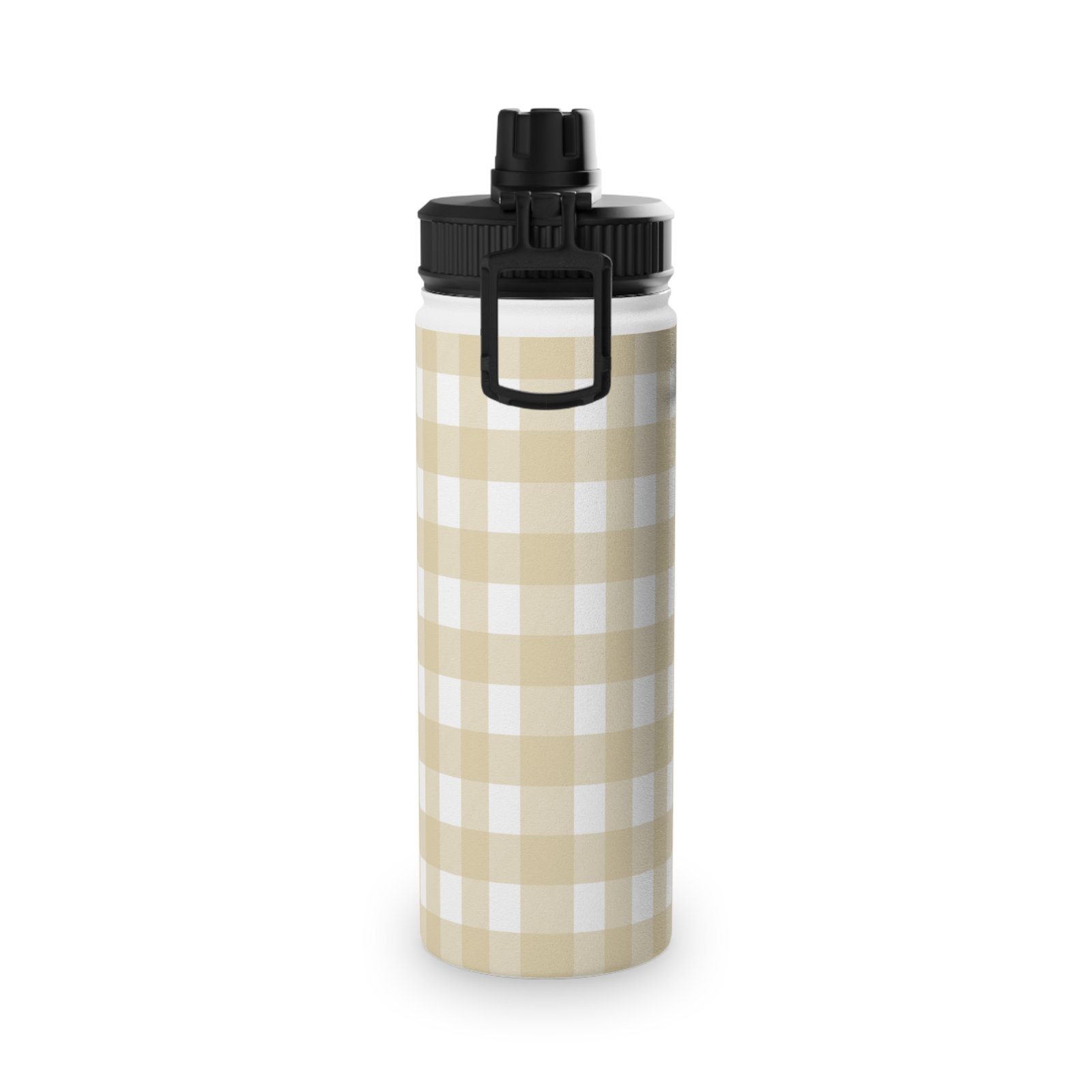 Beige Checkered Stainless Steel Water Bottle, Sports Water Bottle, Travel Flask, Outdoor Hydration, Perfect for Gym, Picnic, Gifts - Image 6