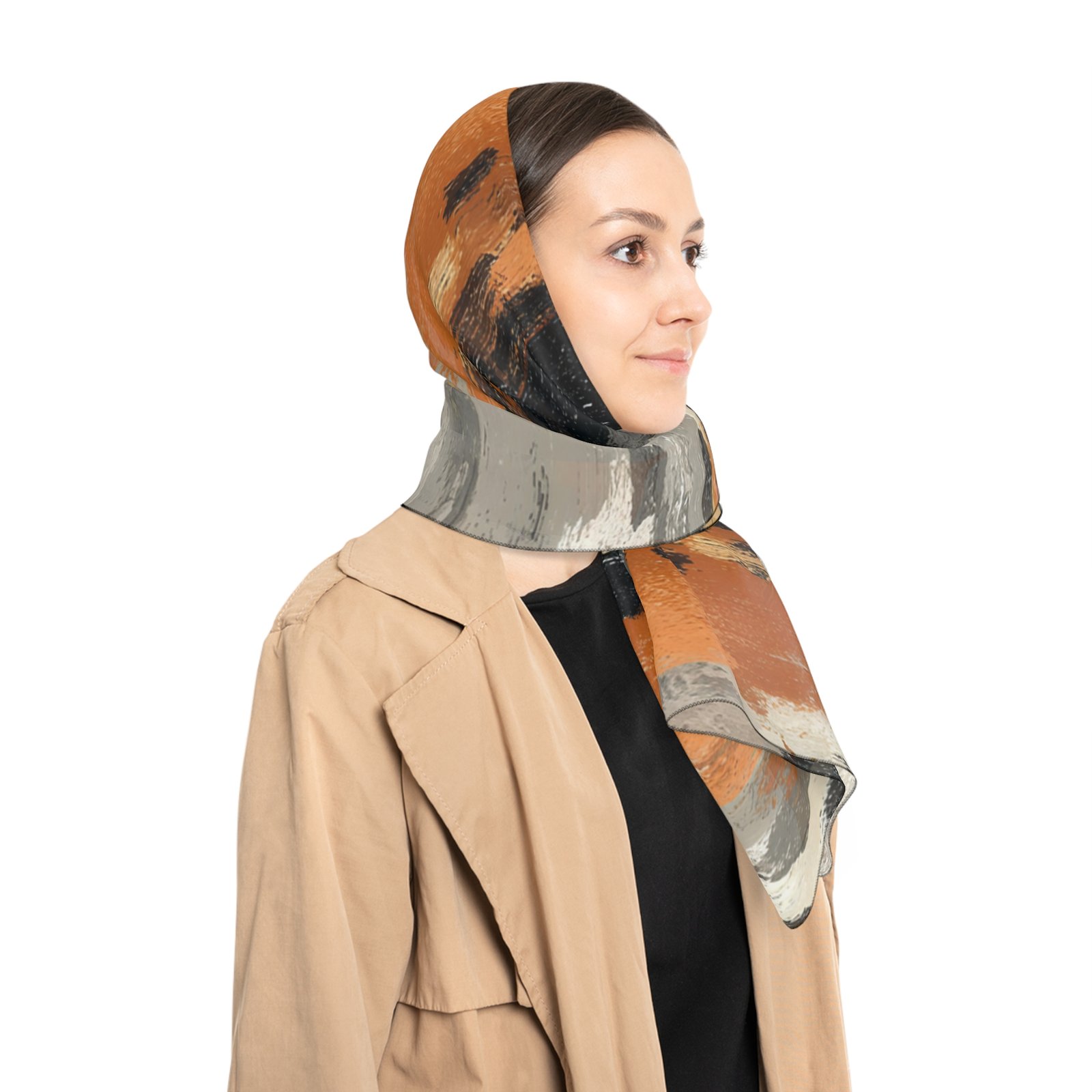 Chic Abstract Pattern Poly Scarf - Stylish Accessory for Women, Perfect for Fall, Fashionable Gift, Versatile Wrap, Lightweight Scarf - Image 12